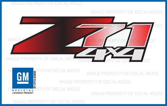 Z71 4x4 GMC Sierra 07-13 Decals Stickers Truck Red Black Fade GRBLKRD set of 2